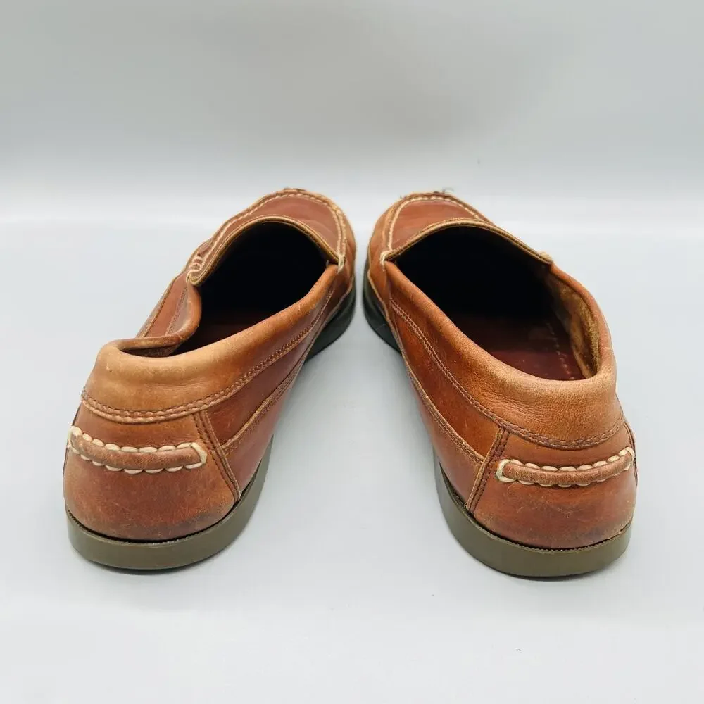 LL Bean Shoes Men 12 Brown Leather Moccasin Loafer Flats Slip On Comfort Classic